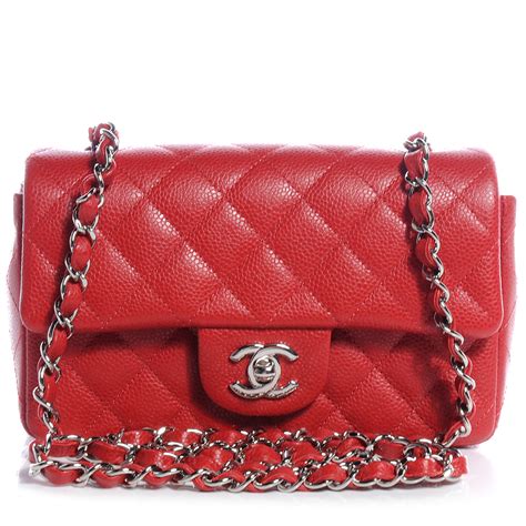 chanel red caviar mini flap|CHANEL Caviar Quilted Mini Rectangular Flap Red.